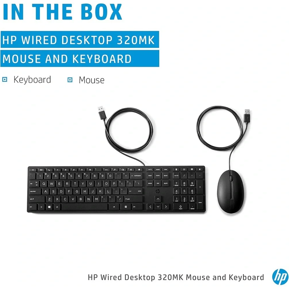 New in box -HP 320MK Wired Desktop Mouse and Keyboard Combo